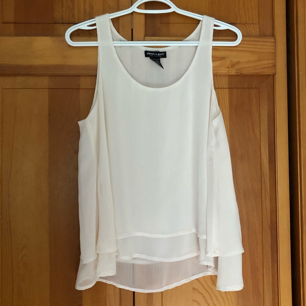 About a Girl white flowy tank